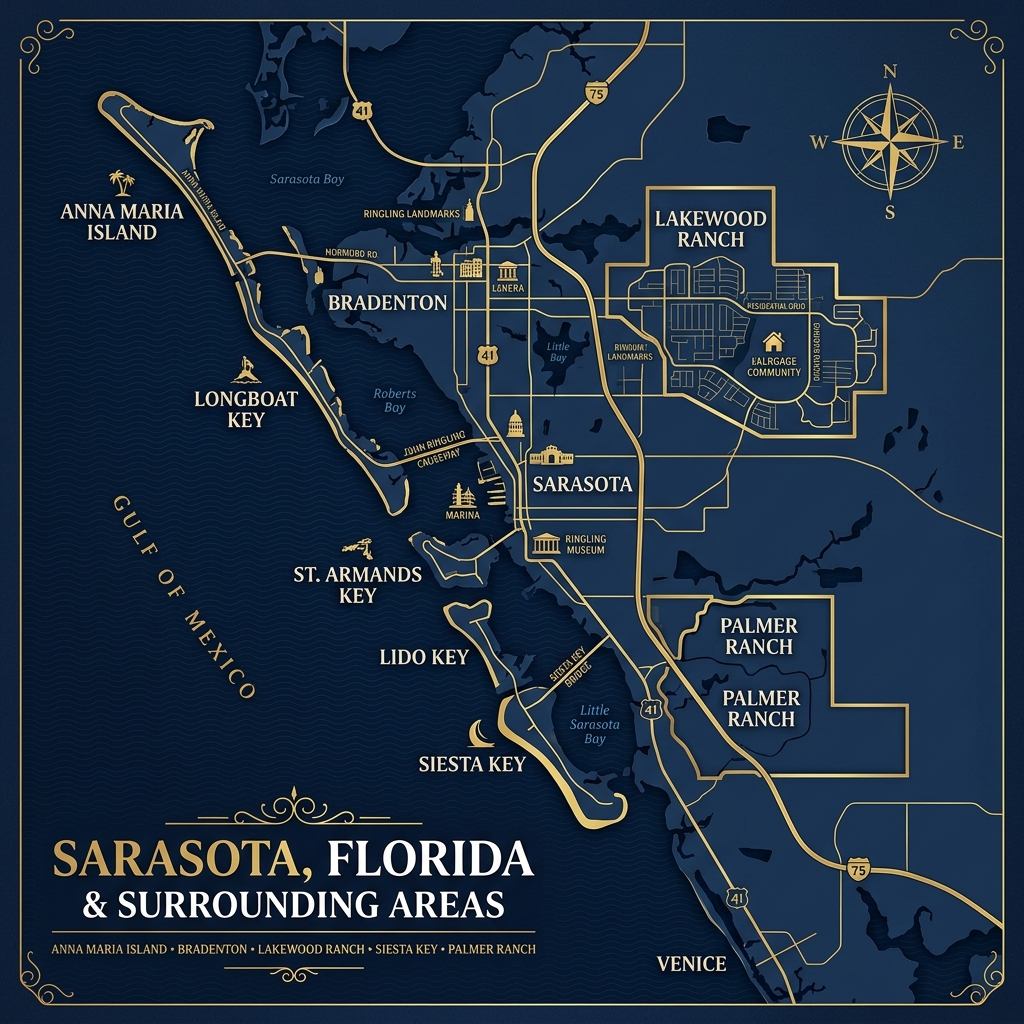 Map of our Sarasota-area service coverage